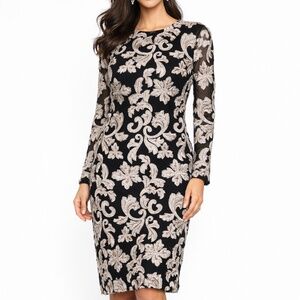 Betsey & Adam - Petite Embroidered Long-Sleeve Sheath Dress